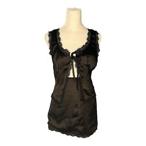 Princess Polly: Mavie satin set black, US 6, Womens black skirt set